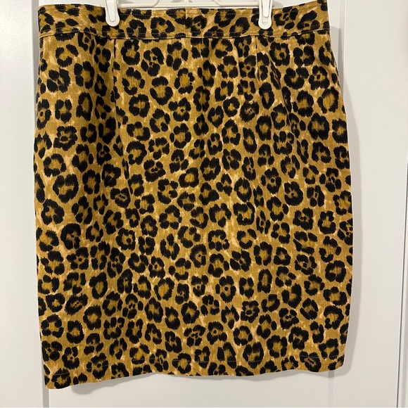 Lauren Ralph Lauren Leopard Print Button Front Skirt Linen Blend Size 14 Women’s - Picture 6 of 10